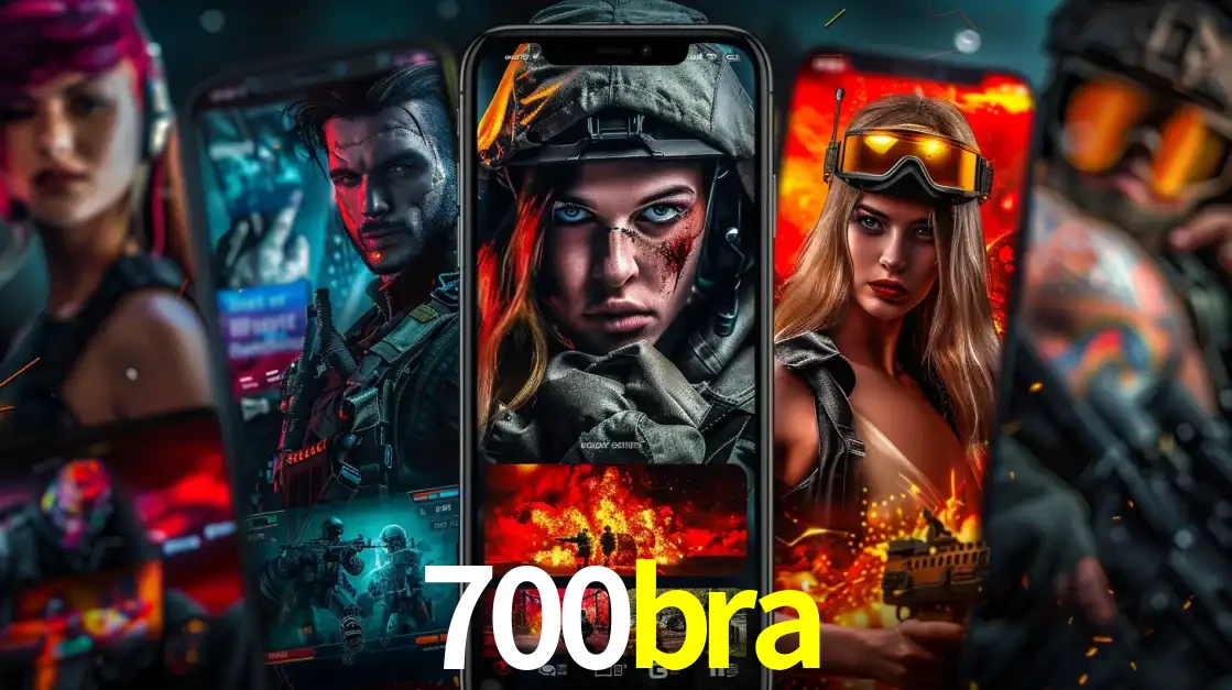 Montagem de telas de celular mostrando diversos personagens, masculinos e femininos, de um jogo de tiro, ilustrando a diversidade de equipes de e-sports para apostar no 700bra.