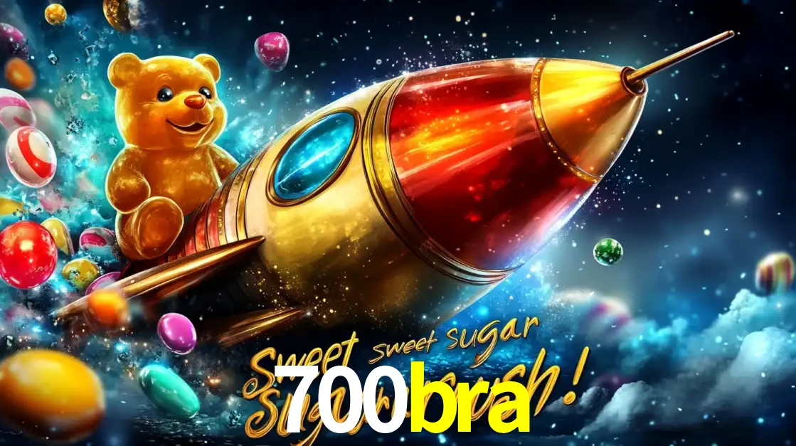 Arte promocional do jogo de slot Sugar Rush, com um urso de pelúcia em um foguete viajando pelo espaço de doces, um dos jogos divertidos disponíveis no cassino 700bra.